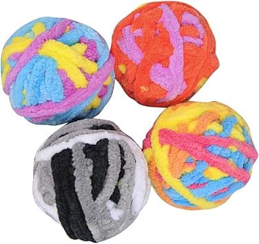 Amazon Ledmomo 4個 猫 おもちゃ 猫 ボール 噛むおもちゃ 毛糸ボール ベル 鈴 運動不足 ダ イエット レーニング 猫遊び用 ウールボール Ledmomo ボール 通販