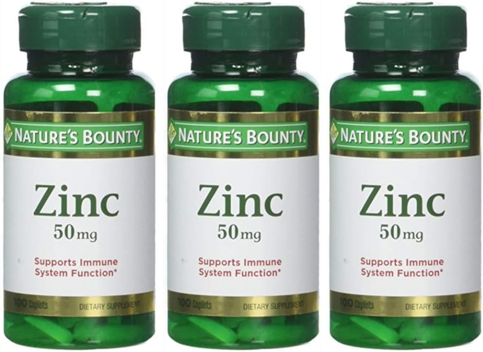 Nature's Bounty Zinc 50 mg Caplets 100 ea (Pack of 3): Health & Personal Care