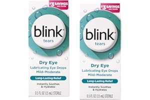 XHOOB Blink Tears Lubricating Eye Drops (Mild-Moderate Dry Eye), 0.5 FL OZ (15 ml) - 2-Pack