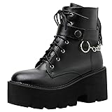 Parisuit Women's Chunky Lace Up Platform Combat