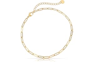 Made by Nami Flat Cuban Chain Anklet - Stainless Steel Link Ankle Bracelet - Cute Boho Summer Beach Anklet - Handmade in Germany - Adjustable for Women, Teens & Girls