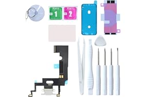 LOZOP for iPhone XR Charging Port Replacement Microphone Assembly with Repair Tools for iPhone XR 6.1 Inch All Carriers (White)