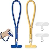 KITANIS 2 Pack Phone Lanyard,2×Phone Wrist Strap,4×Tether Tabs,Universal Cell Phone Multifuctional Patch Polyester Lanyards,Cell Phone Hand Strap for Women and Men(blue+yellow)