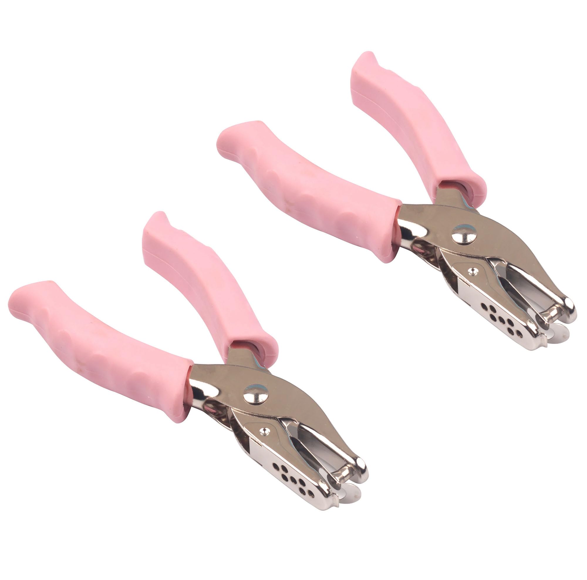 Photo 1 of 2 pcs Pink Single Hole Punch 1/4 inch Metal Handheld Small Paper Punch with Soft Grip Handle for Circle Holes for DIY Craft Tag in Home, Office, Classroom (Pink*2)