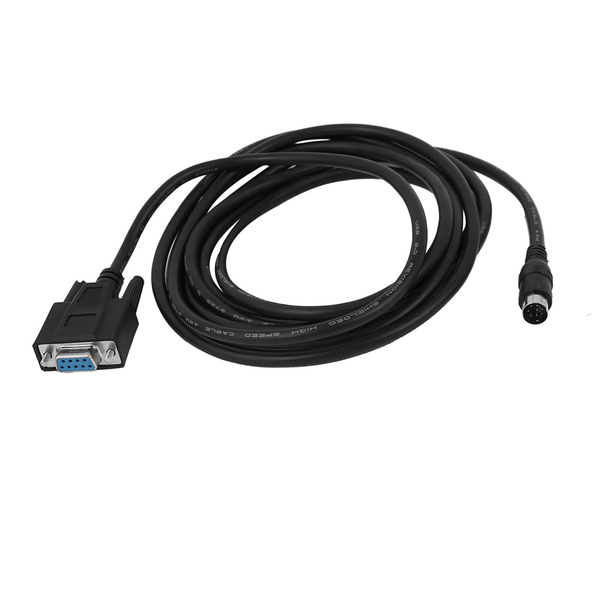 A ABSOPRO 8P Mini Din Male to Female DB9 RS232 PLC Programming Cable