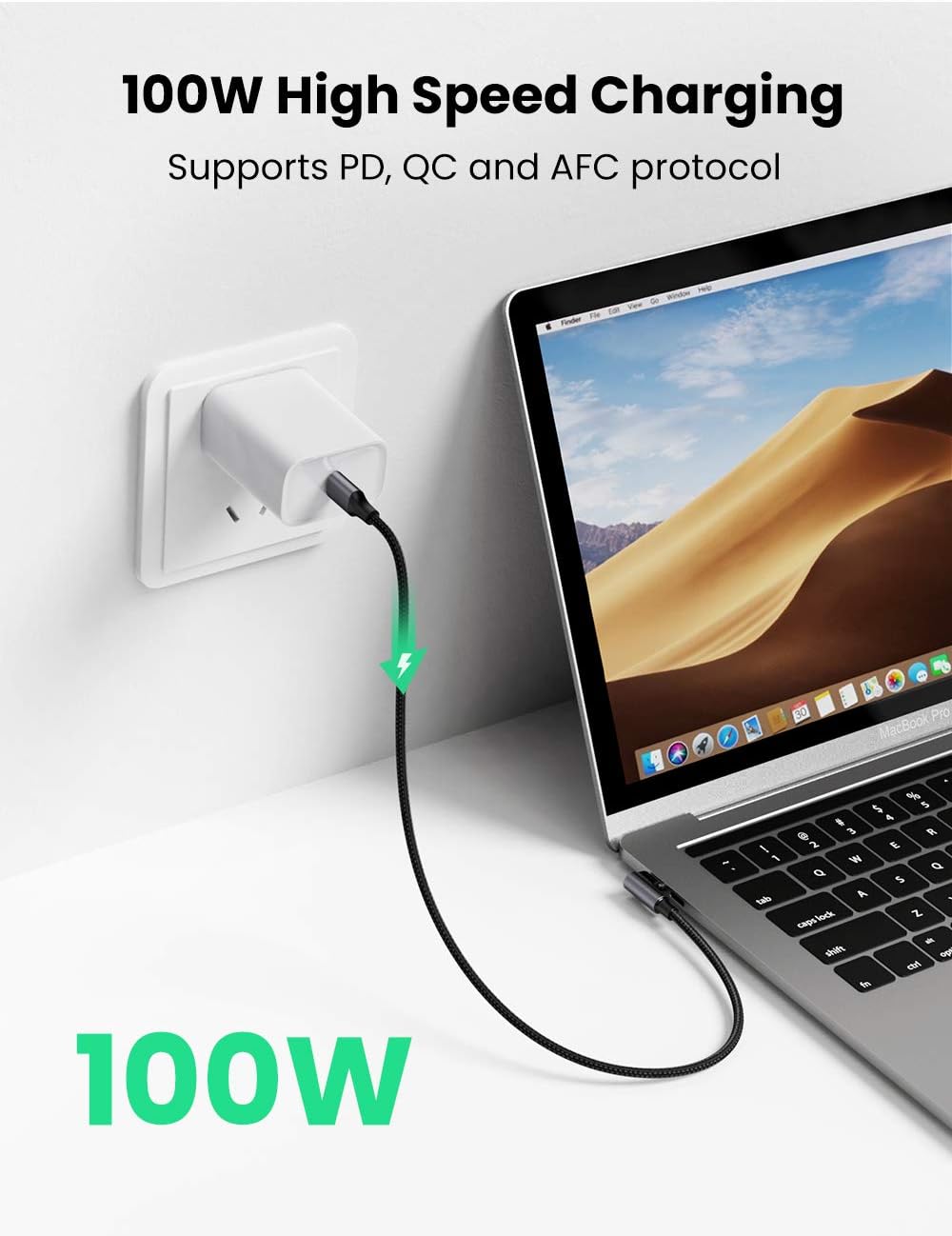 UGREEN USB C to USB C Cable 100W Fast Charger Data Transfer Cable Compatible with MacBook Pro/Air 2022 iPad Pro 2021 - Image 4
