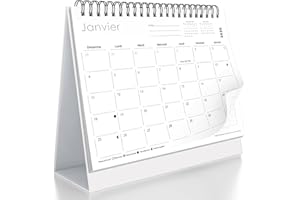 Calendarin Calendrier de Bureau 2026 pour le Québec - 12 Mois Janvier 2026 à Décembre 2026 avec Fêtes Québécoises, 160 GSM Th