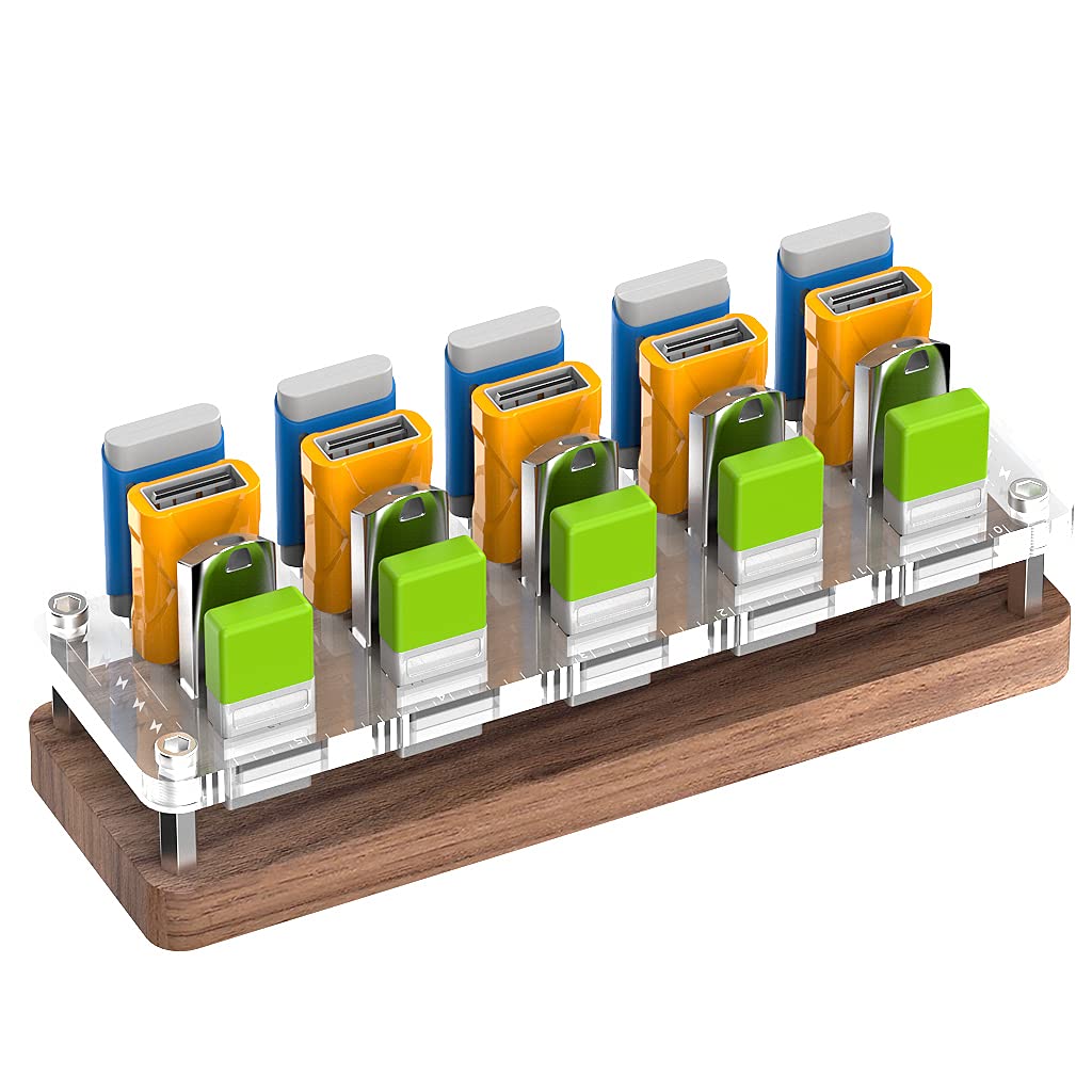 AODUKE 20 Slots Wooden Memory USB Flash Disk Card Case, TF Card Box and Micro SD Drive Card Holder Desk, U-Shield Memory Storage Racks, USB Memory Card Carrying Case-02MY-U