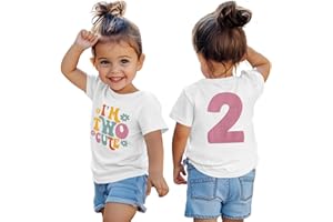 KEKEMI Birthday Shirt for Toddler Girl I’M Two Cute Birthday Girl T-Shirt 2T B-Day Party Outfit Short Sleeve Tee Tops Clothes