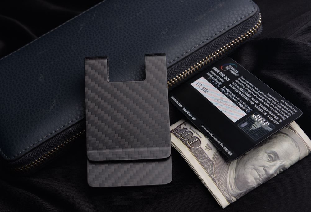 Carbon Fiber Money Clip-CL CARBONLIFE Business Card Holder RFID Protector Credit Card Holder Wallet Clips For Men (Black 3k Matte)