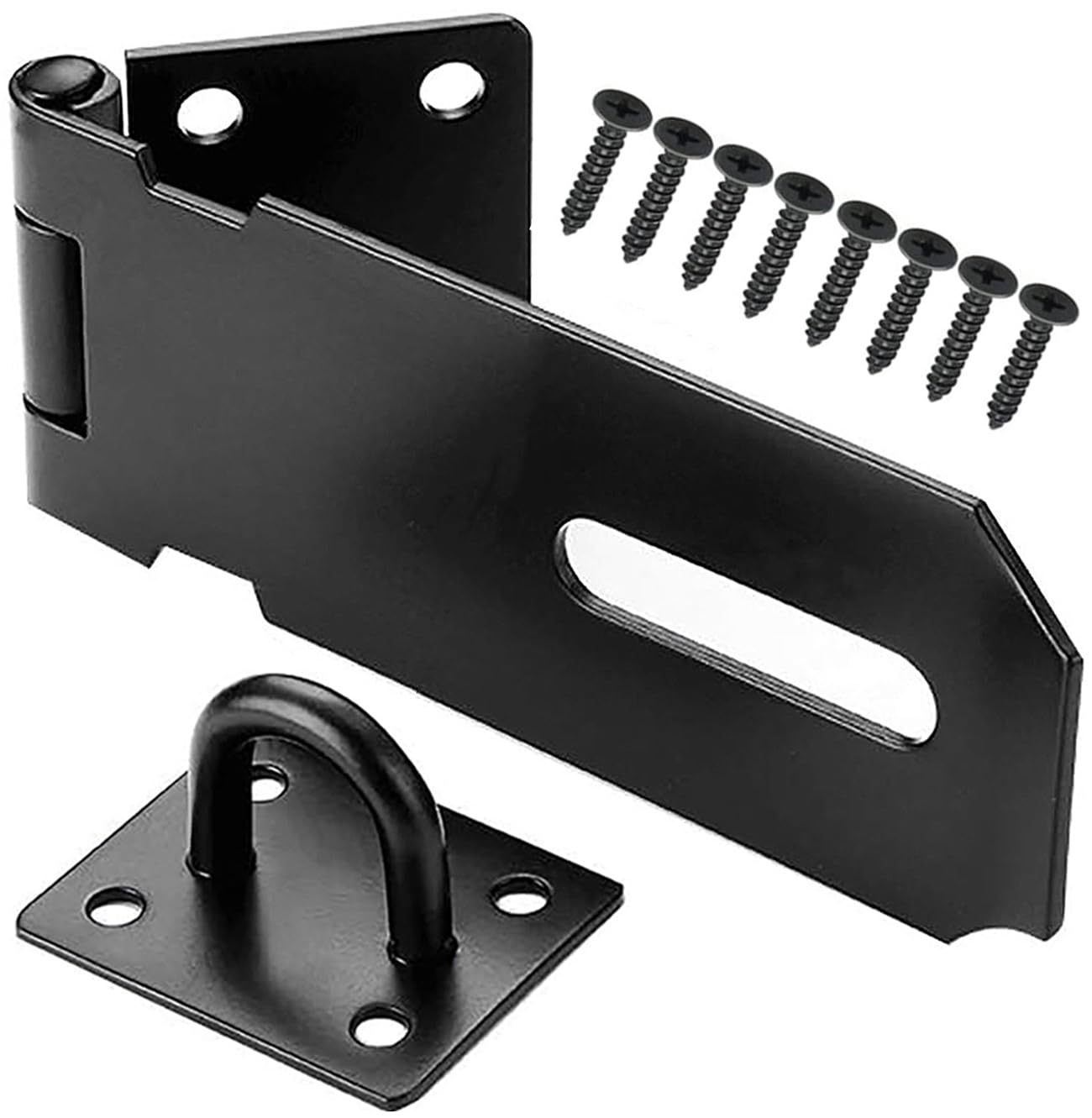 Litensh 3 Inch Door Padlock Hasp Latch Lock, 304 Stainless Steel Safety Packlock Clasp Door Clasp Hasp Lock Latch Hinges Lock for Door Black