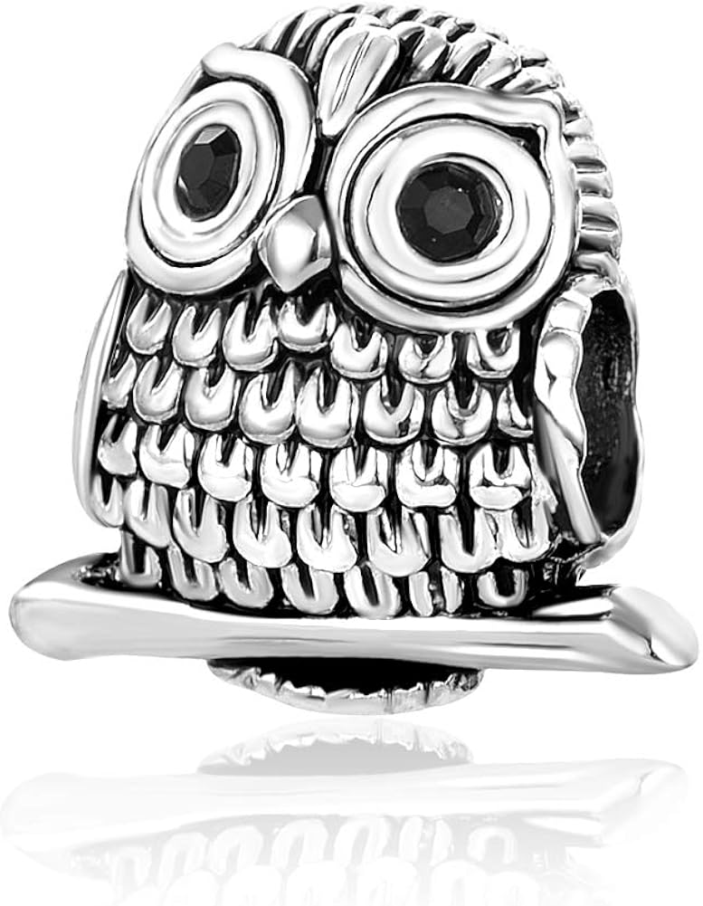 Black CZ Bird Owl Charm Compatible with Pandora Charms Bracelets Animal Beads Women Daughter Mothers Day Birthday Jewellery Gift Present - Image 4