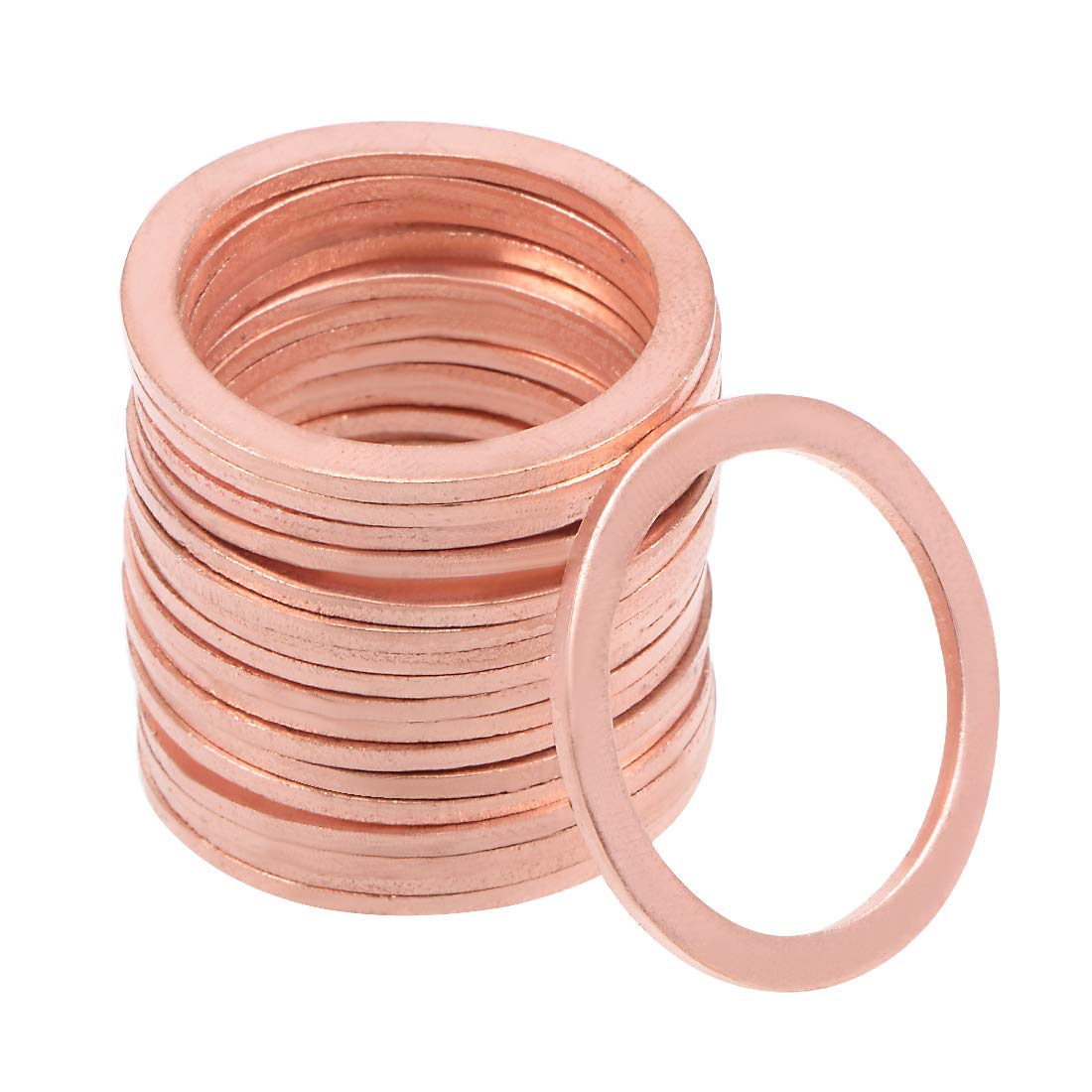 sourcing map 20Pcs 24mm x 30mm x 1.5mm Copper Flat Washer for Screw Bolt