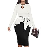Women's Bodycon Vintage Dresses Elegant Peplum Dresses for Women Business Work Office