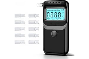ZUKQVRIVELIG Breathalyzer,Portable Breathalyzer for Alcohol Tests Fast-High-Accuracy Alcohol Breathalyzer Tester with LCD Display and 10Pcs Reusable Mouthpieces for Personal&Professional Use