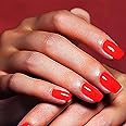 Zehope Glossy Press on Nails Red Short Square Fake Nails Full Cover Artificial Acrylic False Nails for Women and Girls (24Pcs)
