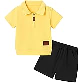ZOEREA Toddler Baby Boy Clothes Summer Outfits Short Sleeve Solid Elastic Sweatshirt and Shorts 2 Piece Sweatsuit Set 1-5T