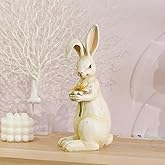 Newman House Studio Easter-Decorations - Spring Bunny Decor - Table Centerpiece - Spring Figurines - Indoor Bunny Statues with Flower Farmhouse Office Room Decor for Table 5 * 4.25 * 11.75 inch