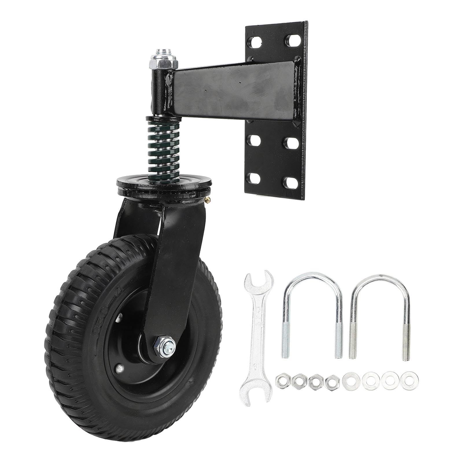 Gate Wheel, 8 Inch for Metal Pipe Gates Farm Gates, 600 Pound Load Capacity, 360 Degree Rotation Spring Shock Absorbing Heavy Duty Casters with Screws and Wrenches