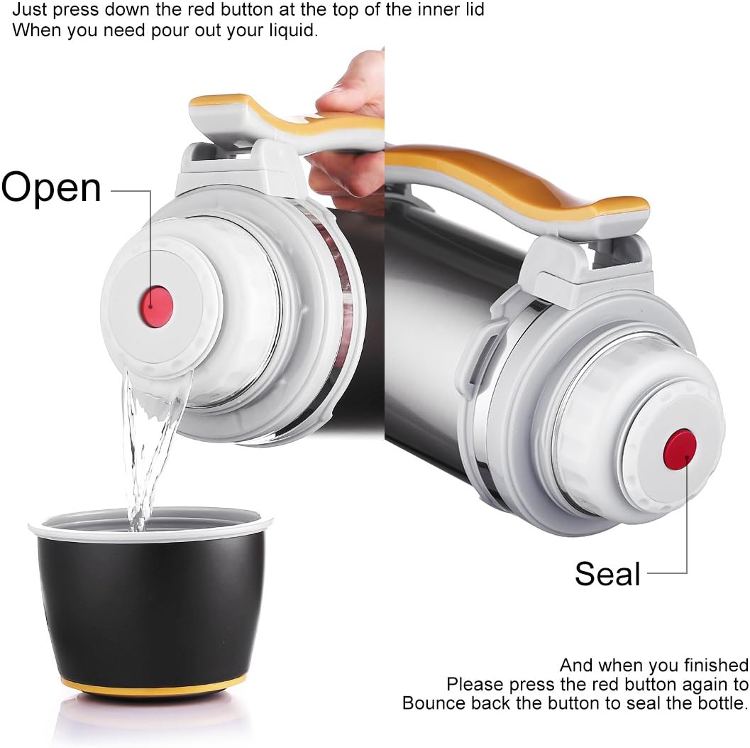 oneisall 68 Ounce Double Wall Vacuum Insulated Bottle, Stainless Steel Sports Water Bottle with Drinking Mug for Hiking, Camping and Sport