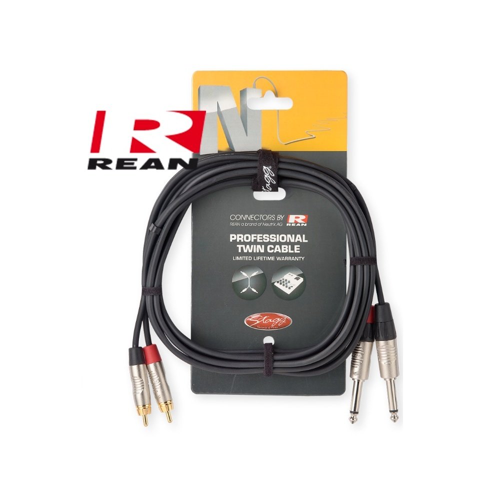 Stagg NTC3PCMR 3m N Series 2x Phone to 2x Phone Microphone Twin Cable