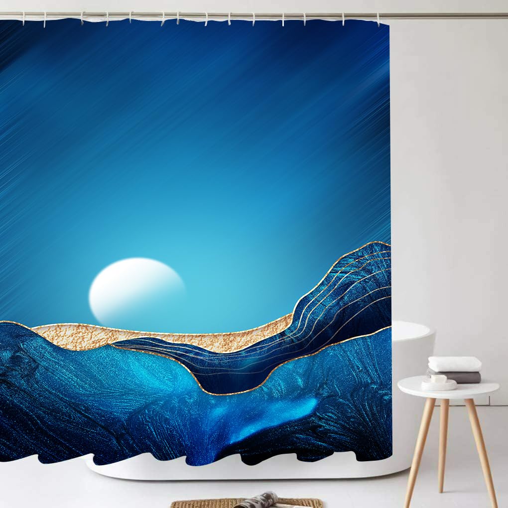 YULUOSHA Mountain Shower Curtain Sunset Sunrise Nature Landscape Bathroom Curtain Colorful Abstract Art Painting Bathroom Decor with Hooks Waterproof Washable 72 x 72 inches- red black blue