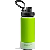 Mollcity Kids Insulated Water Bottle-16 oz Stainless Steel Vacuum Wide Mouth Sports Flask with Silicone Boot-Reusable Metal Leak Proof Travel Water Bottle for Girls Boys, BPA-Free(Apple Green)