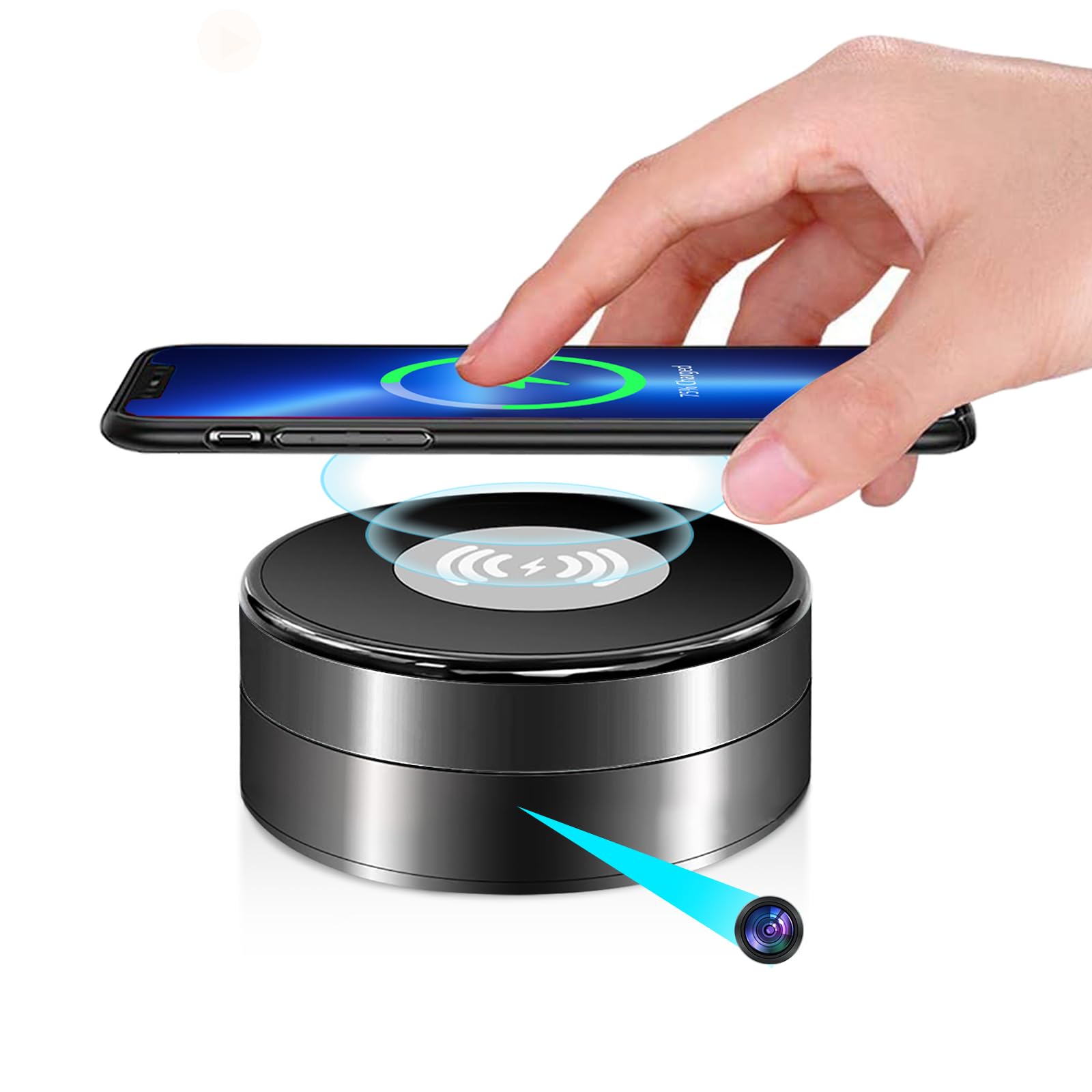 Photo 1 of CHHANLOO Hidden Camera with Wireless Charger - 1080P HD Spy Camera, 160° Wide-Angle Lens, Motion Detection, Suitable for Home Security Monitoring of Babies/Pets/Nanny(2.4/5G)