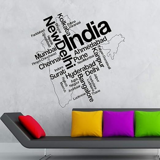 India Mapa Nueva Delhi Tatuajes De Pared Sala De Estar Turista