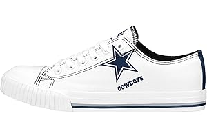 FOCO Women's NFL Ladies Fashion Team Big Logo Low Top White Canvas Sneakers Shoes