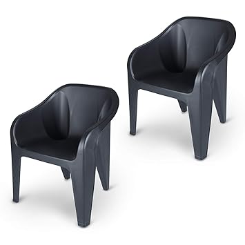 Supreme Futura Plastic Chairs for Home and Office (Set of 2, Black)