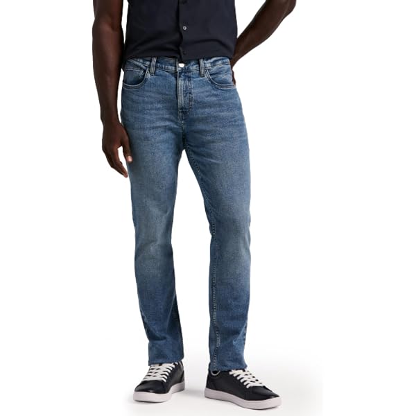 Perry Ellis Men's Double Weave 5-Pocket Pants with Slim Fit and 2