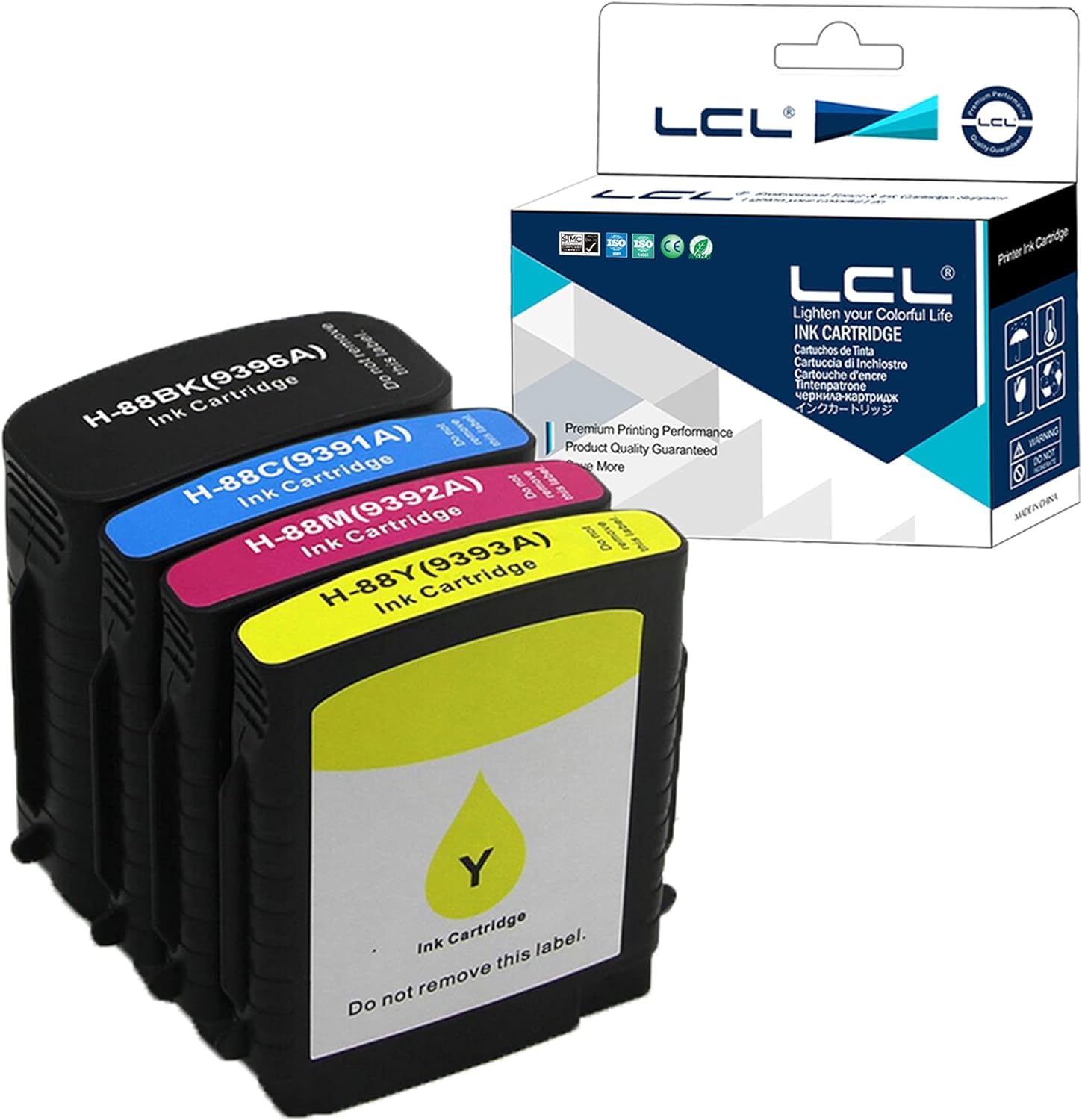 LCL Compatible Ink Cartridge 88XL C9396AE C9391AE C9392AE C9393AE (1Black 1Cyan 1Magenta 1Yellow) Replacement for HP OfficeJet Pro K5300 K5400 K5400N K5400dn K5400dtn K5400tn K5456 K5456z K5456DN K550