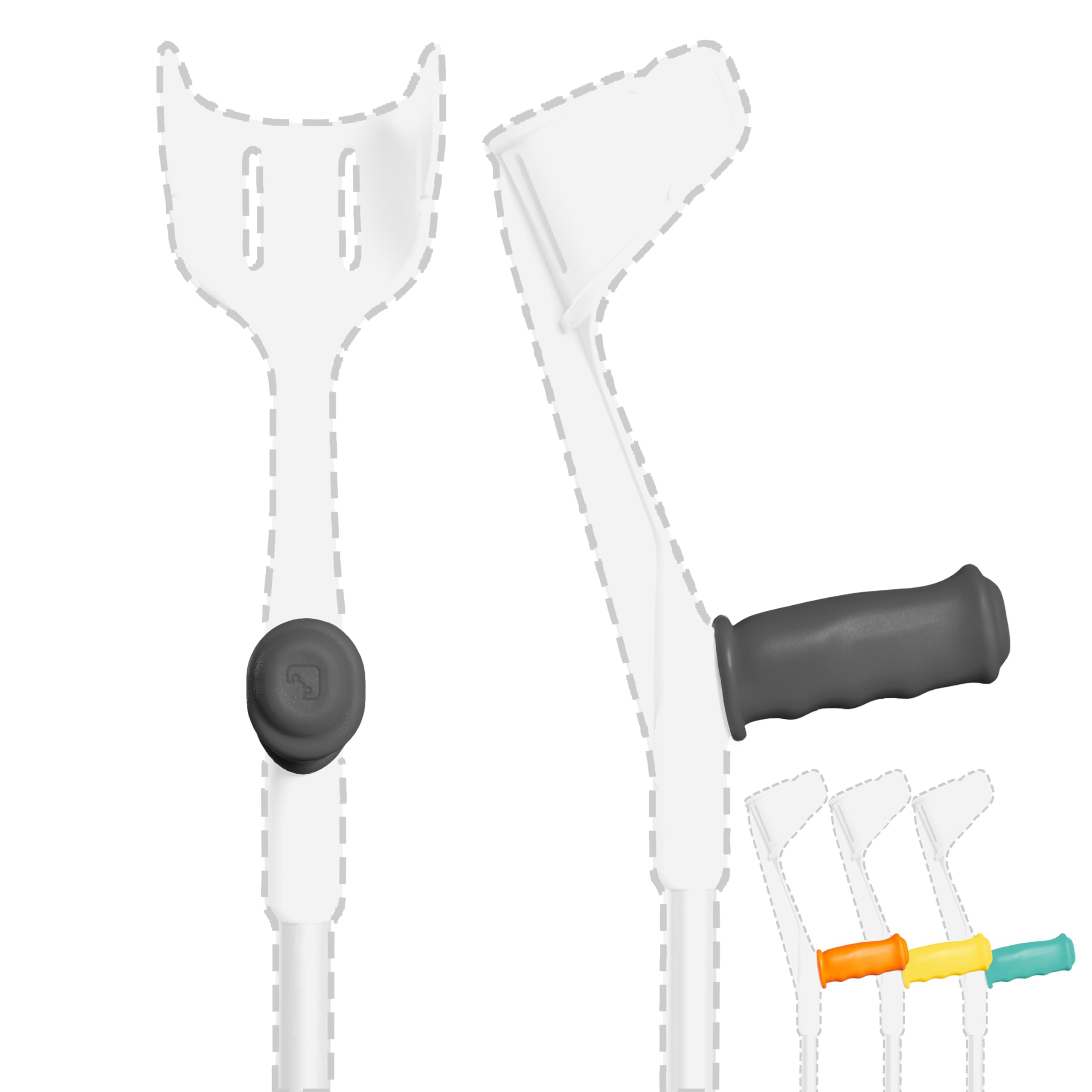 MySleeve - Crutches handle pads, Crutch Handle Covers with Gel Pads, Prevents Falling Crutches and Sore Hands, Comfy Crutch Grips with Magnet (black)