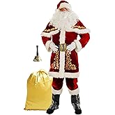ACH Santa Suit for Men Santa Claus Costume Adult 12pcs Velvet Deluxe Outfit Christmas Holiday Party Cosplay Set