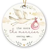 Baby Coming Soon Ornament 2026 - Pregnancy Christmas Ornament, Christmas Pregnancy Announcement Gifts for Family, Husband, Grandparents - Expecting Baby Mom Dad Ceramic Ornament Xmas Gifts