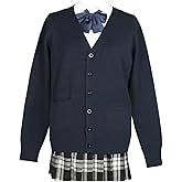 Blostirno Women's Cardigan School Uniform Sweater Cardigans V-Neck Long Sleeve Button Down Knit with Pockets