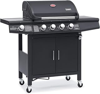 TAINO RED 4+1 Gasgrill Grillwagen BBQ Edelstahl-Brenner Gas-Grill schwarz