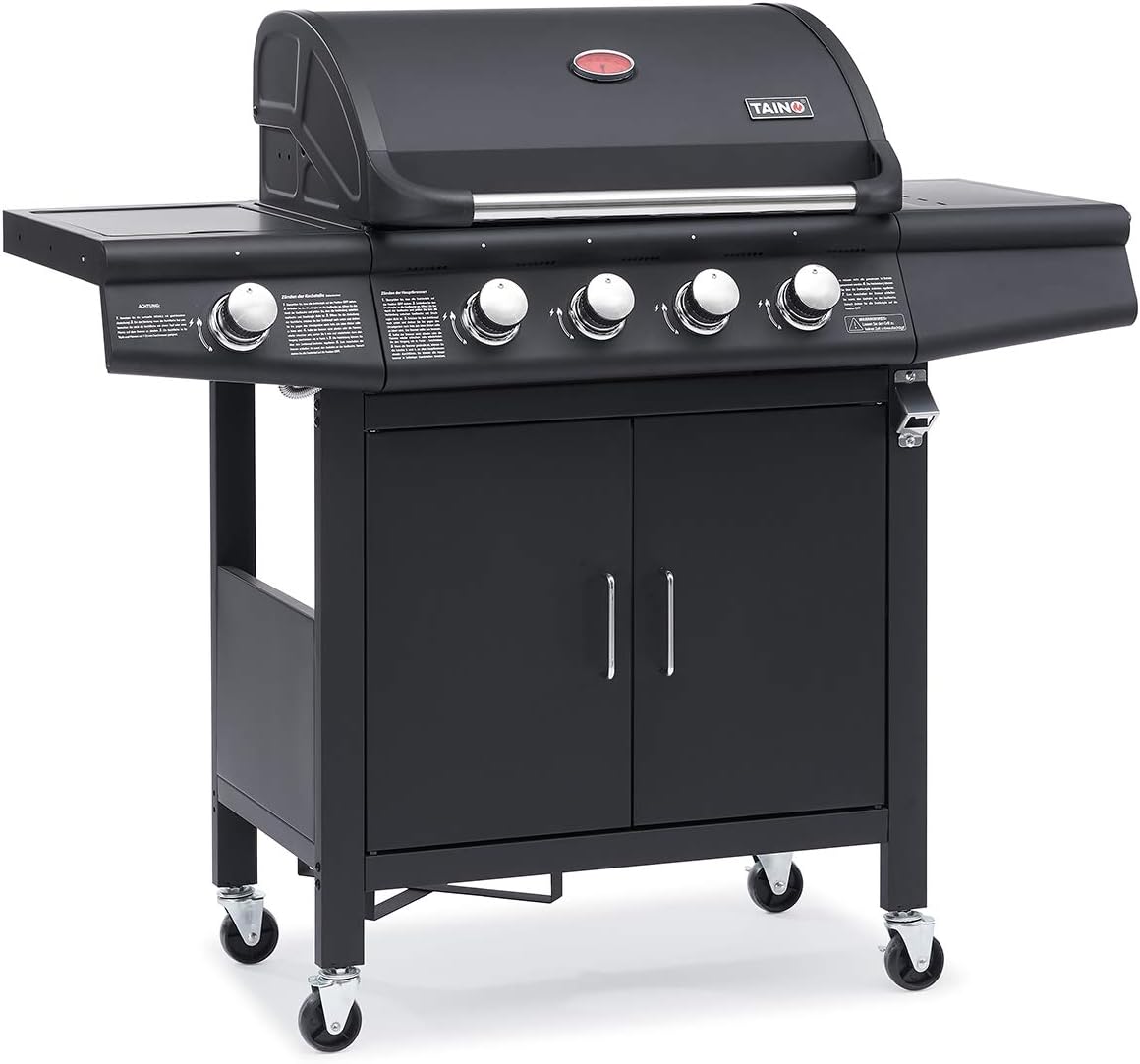 TAINO RED 4+1 Gasgrill Grillwagen BBQ Edelstahl-Brenner Gas-Grill schwarz