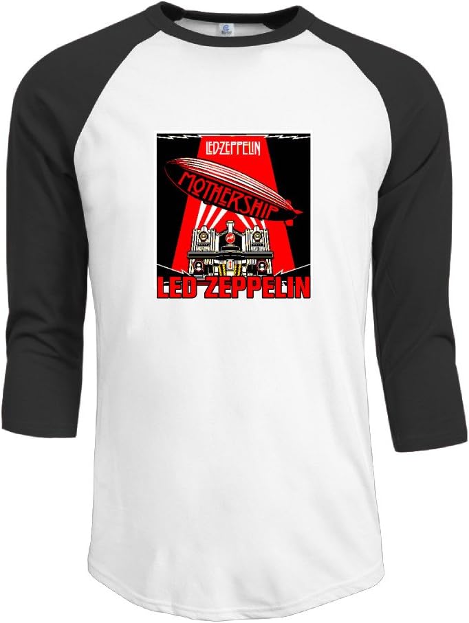 Mothership Compilation -Led Zeppelin Men 3/4 Sleeve Baseball Tee Shirts Black
