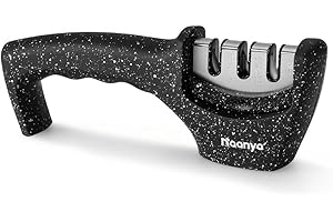 Naanyo 3-Stage Knife Sharpener with Cut-Resistant Glove - Restores, Refines, and Polishes Knife Edges; Ergonomic, Ambidextrou