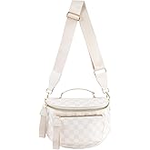 Checkered Crossbody Bag Bum Bag For Women,Spacious Checkered Purse Fanny Packs,Upgraded Version With Carry Handle