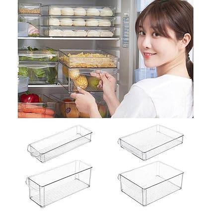 iBaste-home apilables Transparentes de plástico Frigorífico Caja ...