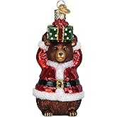 Old World Christmas Christmas Bear Glass Blown Ornament for Christmas Tree, Handcrafted Holiday Decoration, Wildlife Animal Collection