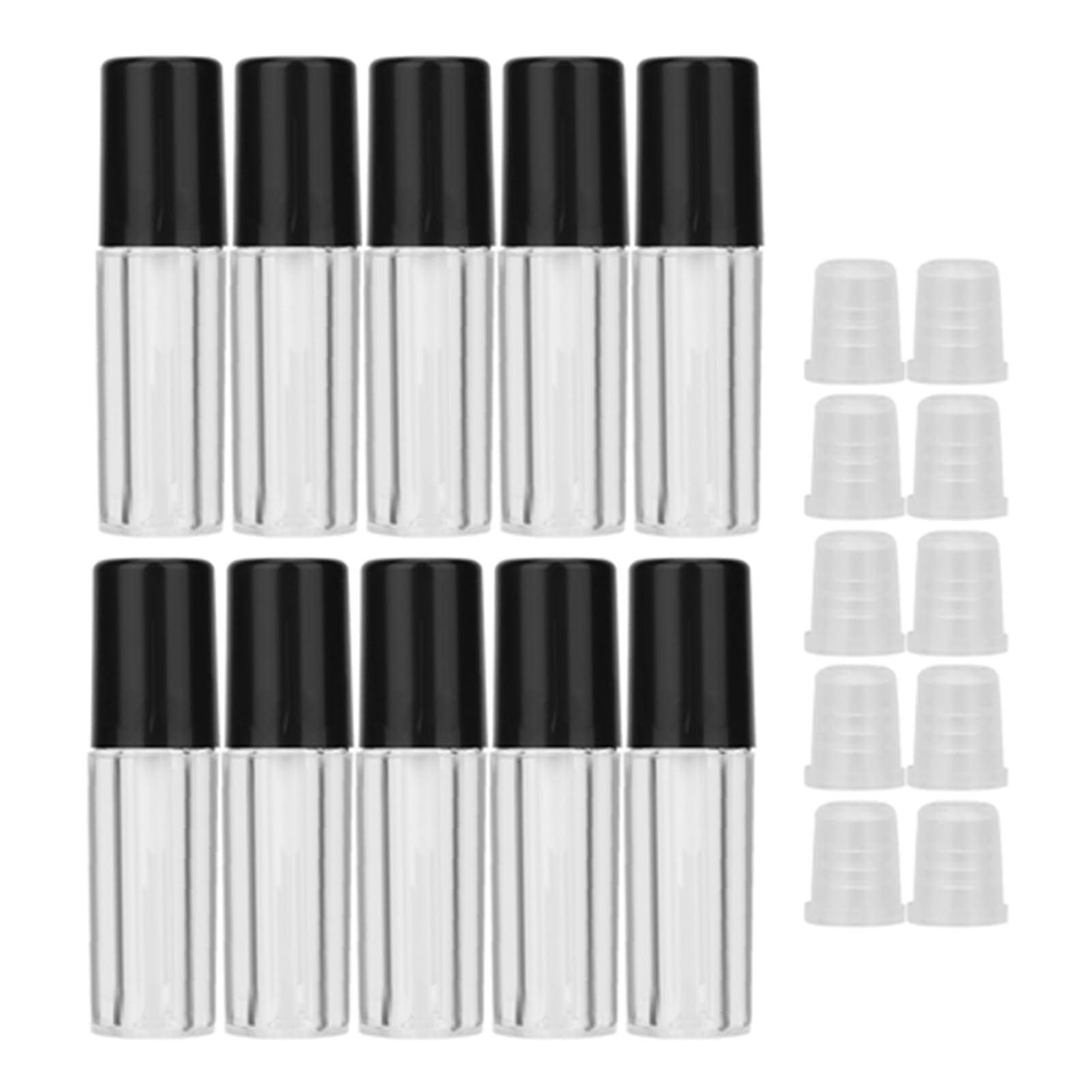 10 Pcs 1.5ML Mini Clear Mini Lip Gloss Tube Empty Lip Balm Containers With Black Lid for Lipstick Samples Essential Oils