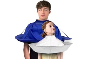 KINGSMILE 2-Pack Hair Cutting Cape, Umbrella Shape Haircut Cape, Foldable Hair Cape, Professional Hair Cutting Cloak, Hair Cut Capes for Adults, Kids, Hair Stylist and Home Stylists (Blue/Silver)