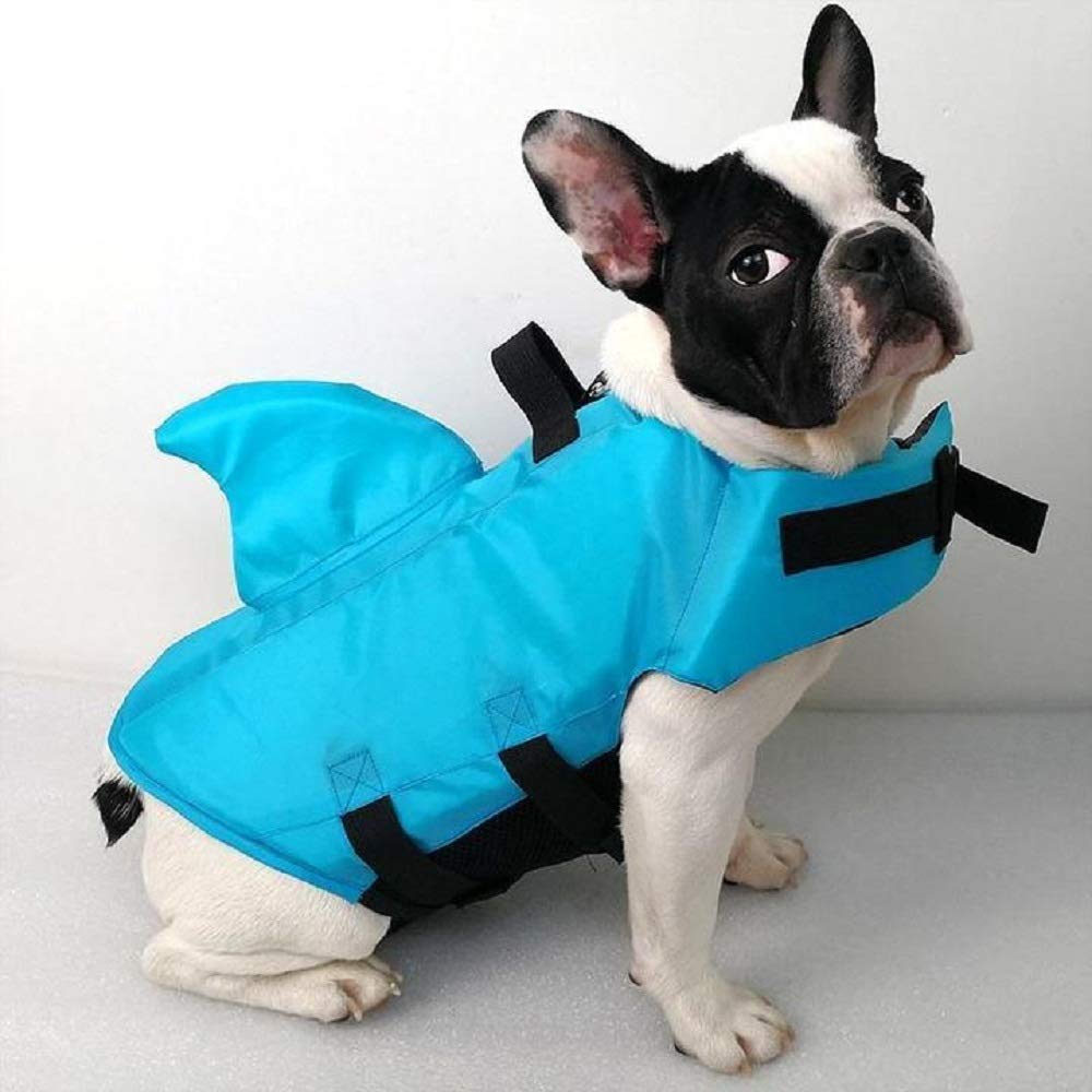 Swimways Sea Squirts Dog Life Vest w/ Fin for Doggie Swimming Safety, Color: Blue, Rest at Ease Knowing Your Pooch has a Life Preserver for Water Safety at the Pool, Beach, Boating
