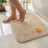 ITSOFT Memory Foam Bath Mat 24x16, Non Slip, Machine Washable, Quick Dry & Absorbent Rugs, Bath Mats for Bathroom Floor, Tub & Shower, Bathroom Rug, Beige
