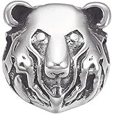 UNICRAFTALE 10pcs Antique Silver Bear Head Bead 304 Stainless Steel Metal Animal Spacer Beads for Jewelry Findings Bracelet Necklace Making 13.5x13x9mm, Hole 3mm