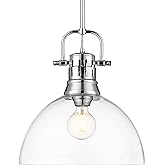 Golden Lighting Duncan 1-Light Pendant with Rod in Chrome with Clear Glass